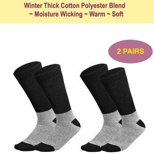 Winter Thermal Socks Cotton Padded Arch Black Gray 13-15 Diabetic Boot Socks 2pk